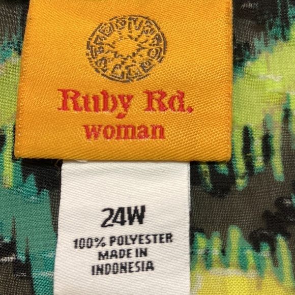 Ruby Rd V-Neck Button Down Art Deco Adjustable Sleeve Length Blouse EUC SZ 24W - Picture 6 of 12